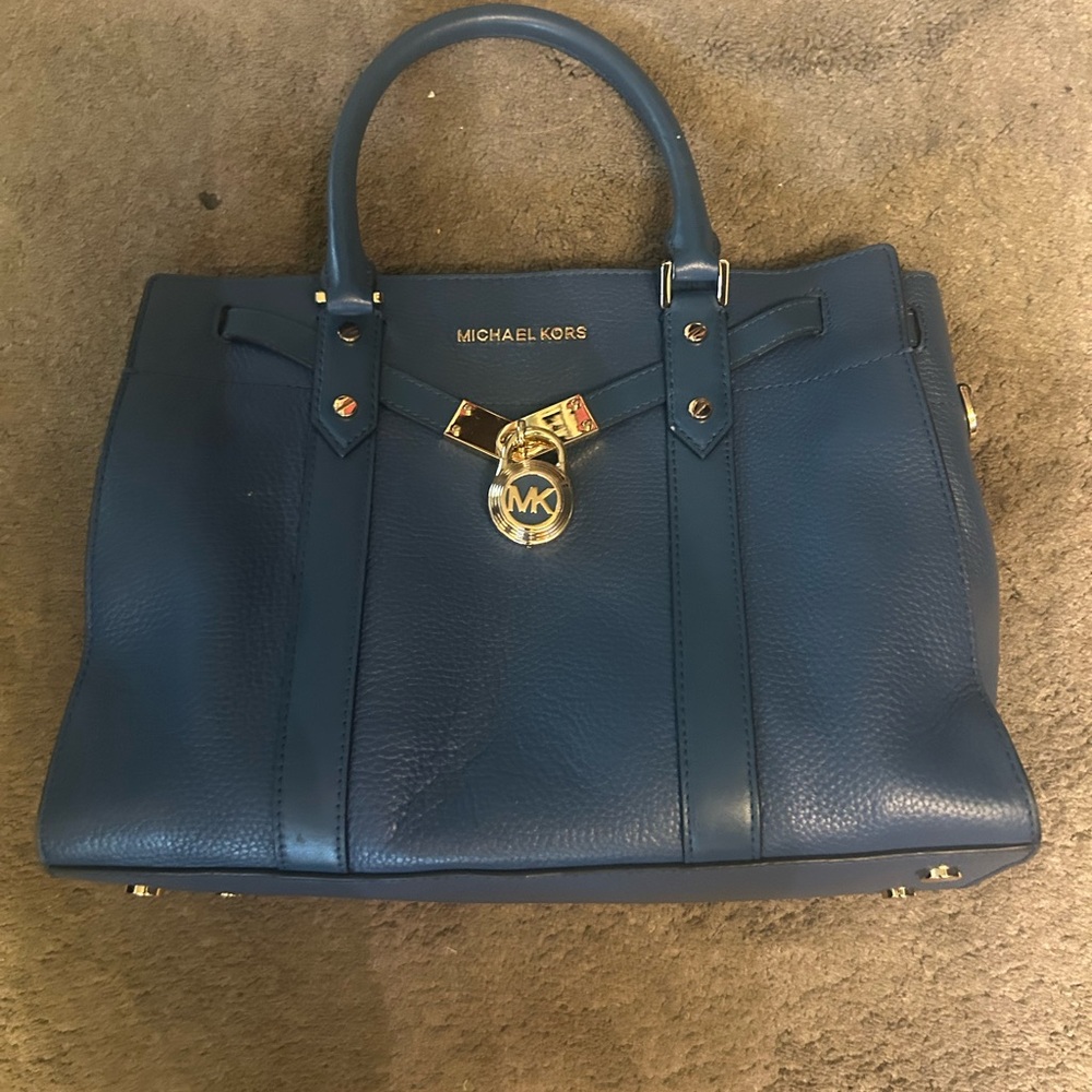Michael Kors Blue Leather Tote Bag